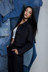 Alberte Cropped Denim Jacket